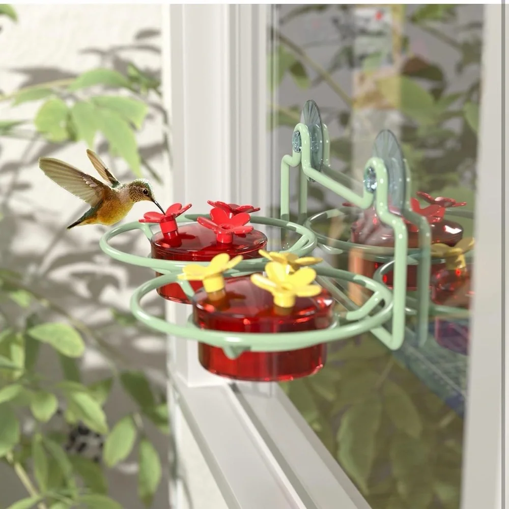 Hummingbird Feeder with Red and Yellow Flowers - Picture 1 of 9